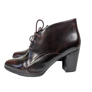 Clarks Artisan Kadri Alexa Leather Bootie Oxblood Sz 8.5 Victorian Goth Retro